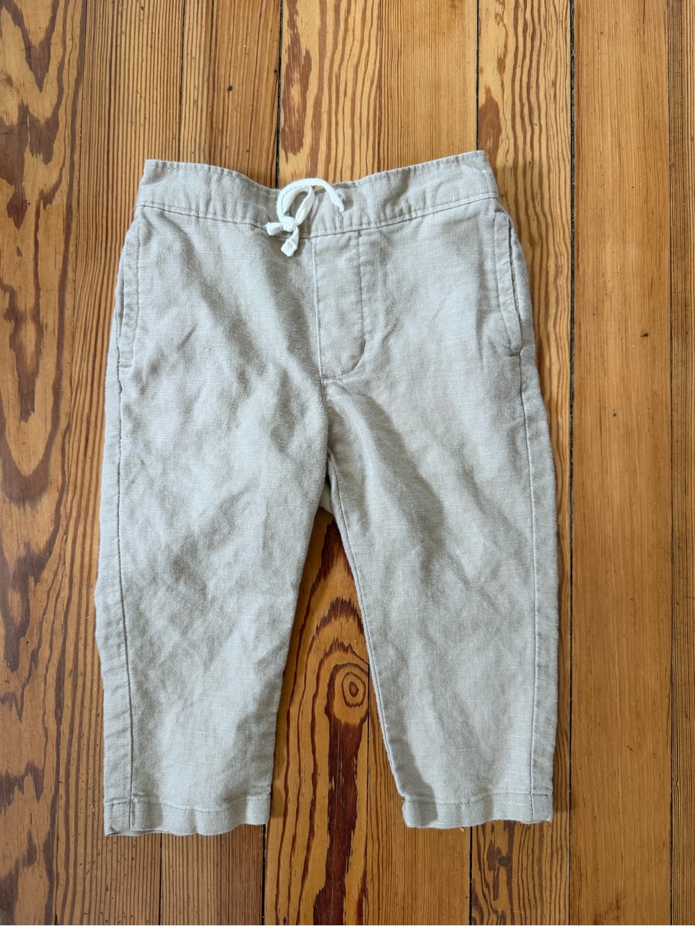 Janie and Jack Tan Linen Blend Drawstring Shorts 12-18 Months